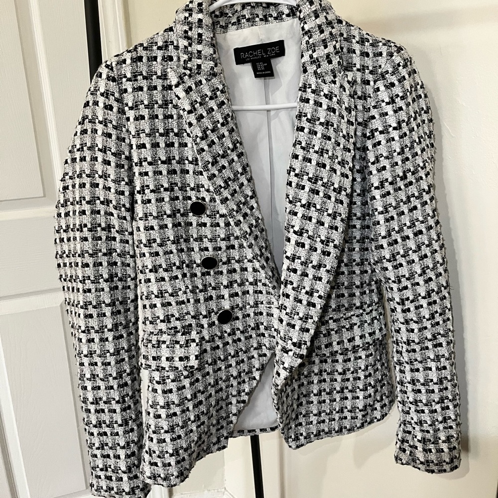 Rachel Zoe blazer jacket, black and white XS